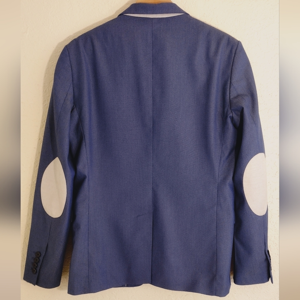 Zara Blue Men's Blazer With Elbow Patches - Picture 6 of 7